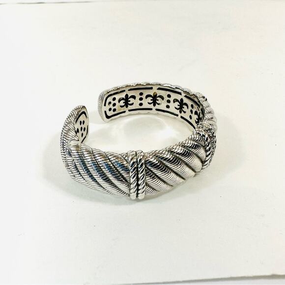 Judith Ripka Diamonique Rope Cuff Bracelet 925 Silver Cubic Zirconia Hinged Cuff - Picture 4 of 12